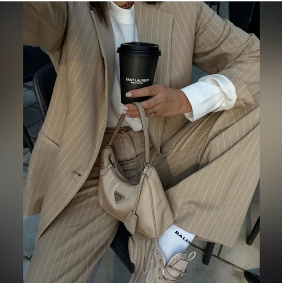 ZARA OVERSIZED BLAZER TAN SIZE M - Picture 7 of 11